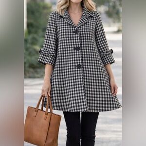 Forever Classic Houndstooth Coat with Pink Lining